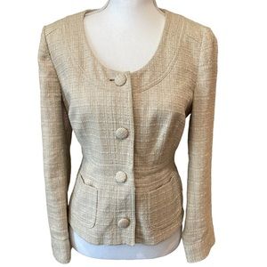 Forth & Towne Allegory Tan Peplum Tweed Jacket 10